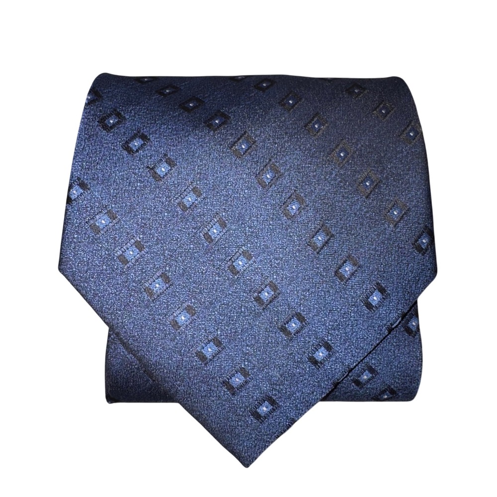 Towncraft Mens Navy Blue Geometric Square Pattern Polyester Necktie RN51093